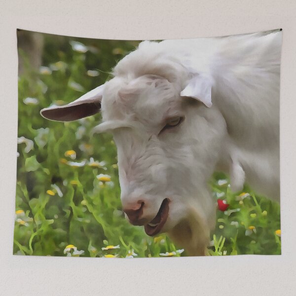 Item preview, White Goat Grazing Artistic Pet Portrait designed and sold by taiche.