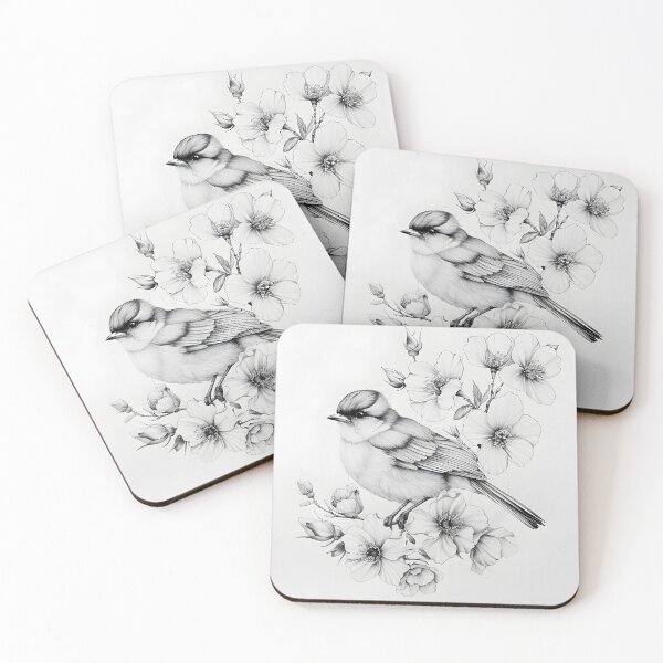 Item preview, Black and White Bird Pencil Drawing designed and sold by Pencil-Art.