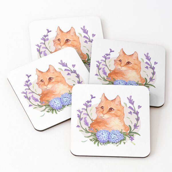 Item preview, orange cat in flowers designed and sold by ViliBoosher.