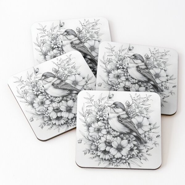 Item preview, Black and White Bird Pencil Drawing designed and sold by Pencil-Art.