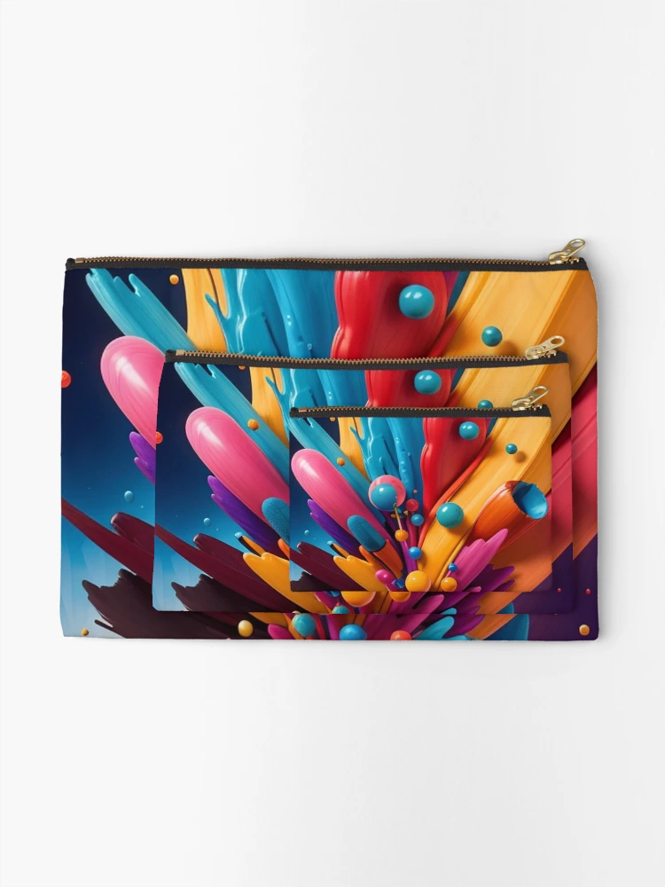 Thumbnail 2 of 4, Zipper Pouch, Exploding Colors designed and sold by connie campbell.