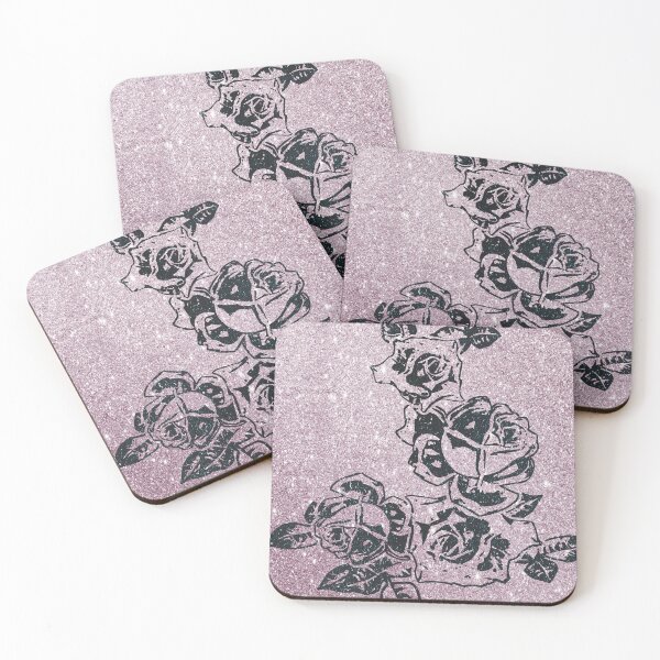 Item preview, Rosebuds on Glitter v.2 (Black on Pink) designed and sold by LTDesignsShop.