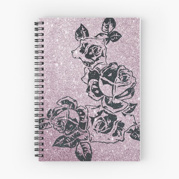 Aperçu de l'œuvre Boutons de rose sur paillettes v.2 (noir sur rose) créée et vendue par LTDesignsShop.