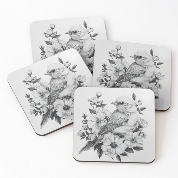 Item preview, Black and White Bird Pencil Drawing designed and sold by Pencil-Art.