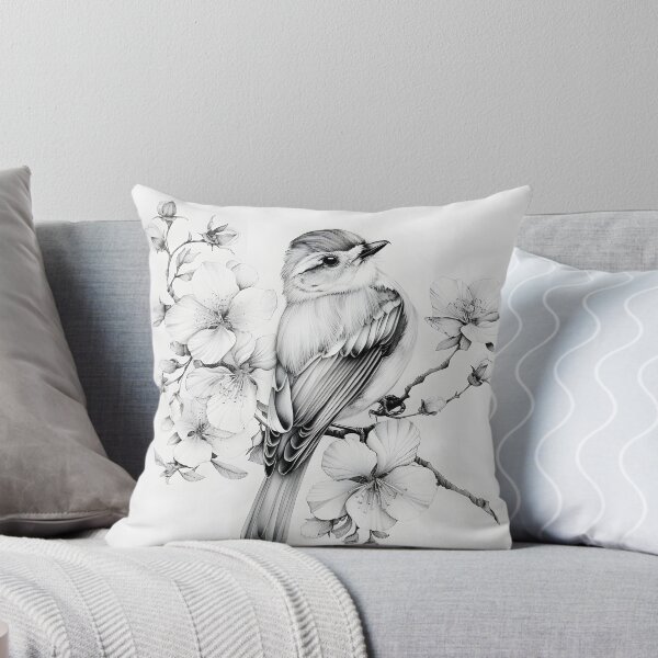 Item preview, Black and White Bird Pencil Drawing designed and sold by Pencil-Art.