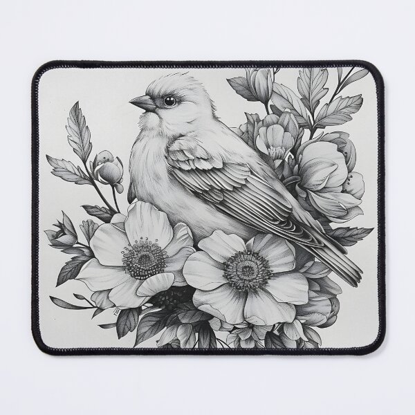 Item preview, Black and White Bird Pencil Drawing designed and sold by Pencil-Art.