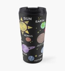 Taza de viaje camisa del sistema solar para mujer, vintage, sol y planetas, estrella y planeta, espacio exterior, todos los planetas, sistema solar, sistema planetario, heliocéntrico