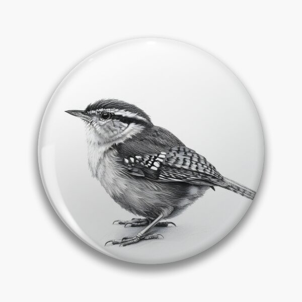 Item preview, Black and White Bird Pencil Drawing designed and sold by Pencil-Art.