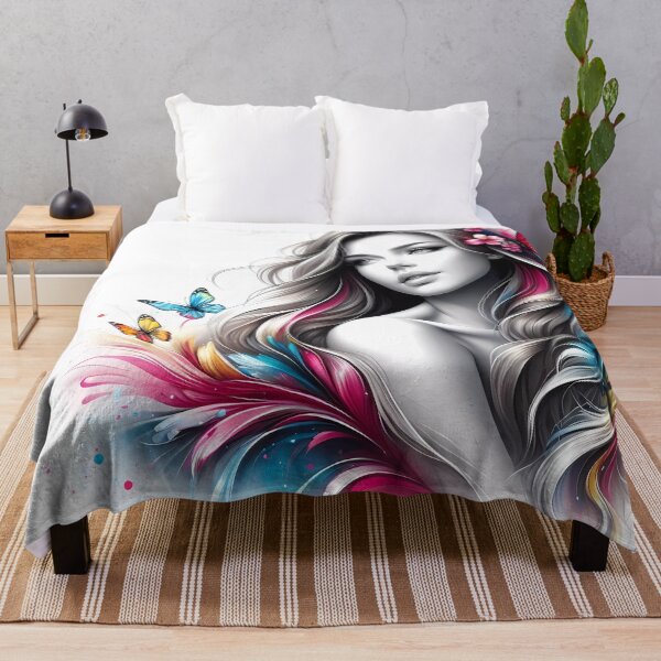 Item preview, Elegant Woman with Butterflies and Colorful Accents designed and sold by Vitalka-uk.