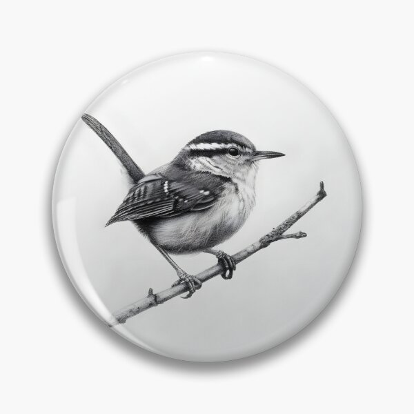 Item preview, Black and White Bird Pencil Drawing designed and sold by Pencil-Art.