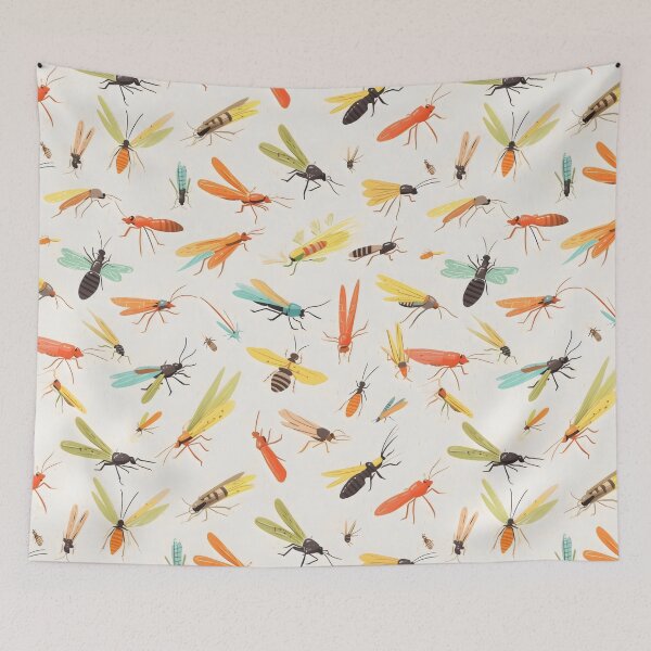 Item preview, Colorful Insect Pattern on Cream Background designed and sold by VoyteksDesigns.