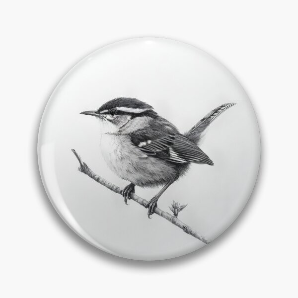 Item preview, Black and White Bird Pencil Drawing designed and sold by Pencil-Art.