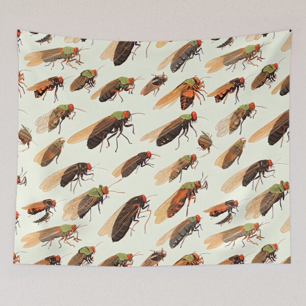 Item preview, Retro Insect Pattern with Green and Red Accents designed and sold by VoyteksDesigns.