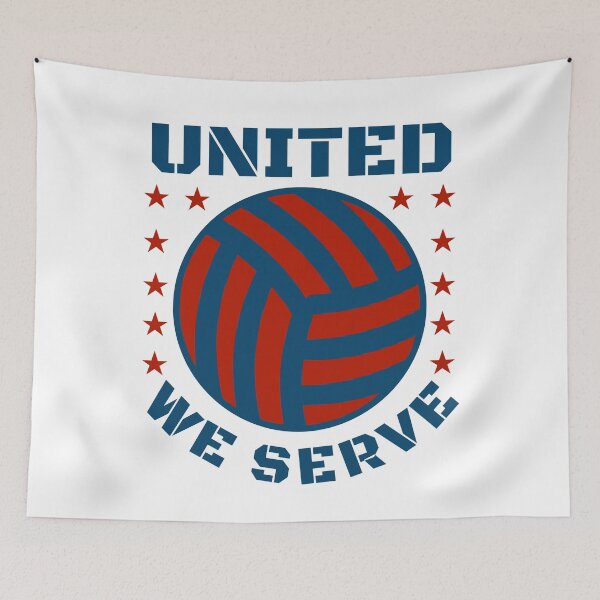 Item preview, Volleyball USA, United We Serve Patriotic Sports Pun designed and sold by Sunserize Designs.