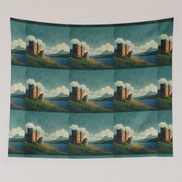 Item preview, Fantasy Castle Painting Overlooking Lake And Mountain designed and sold by ZGigerBarker.