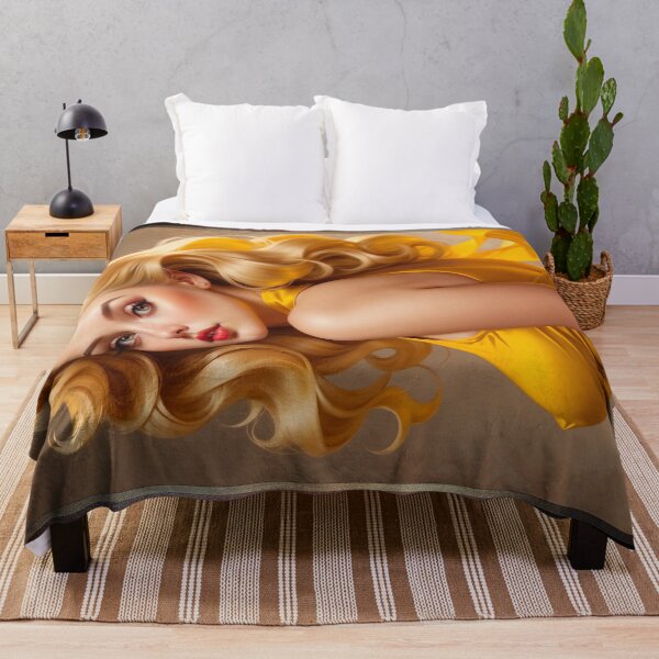 Item preview, Her Golden Color Gorgeous Pin Up Girl AI Concept Art Portrait by Xzendor7 designed and sold by Xzendor7 Digital Art Creations.