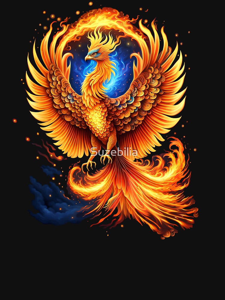 Thumbnail 3 of 3, Racerback Tank Top, Blue Flame Phoenix designed and sold by Suzebilia.