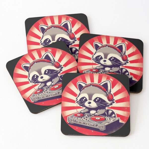 Item preview, Funny Kawaii Raccoon DJ in Headphones designed and sold by TomFrontierArt.