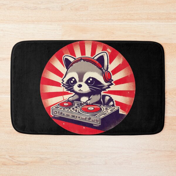 Item preview, Funny Kawaii Raccoon DJ in Headphones designed and sold by TomFrontierArt.