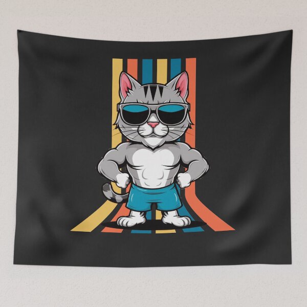 Item preview, RETRO MUSCULAR CAT designed and sold by Tomci0.