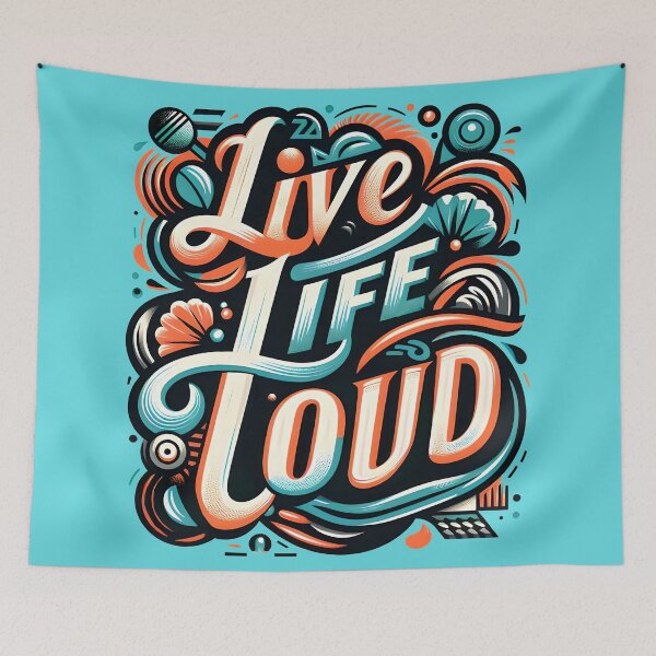 Item preview, Live Life Loud, typography designed and sold by maxmaj.