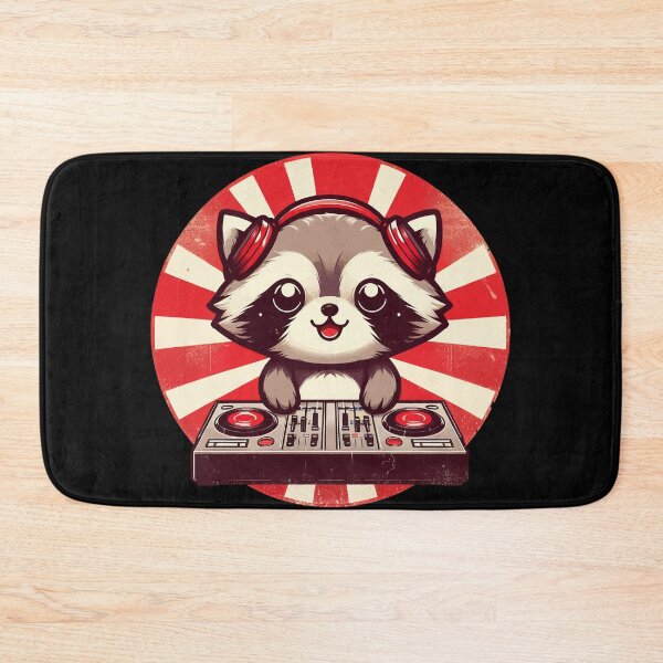 Item preview, Funny Kawaii Raccoon DJ in Headphones Retro designed and sold by TomFrontierArt.
