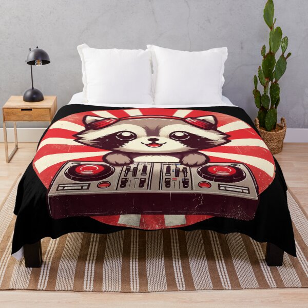 Item preview, Funny Kawaii Raccoon DJ in Headphones Retro designed and sold by TomFrontierArt.
