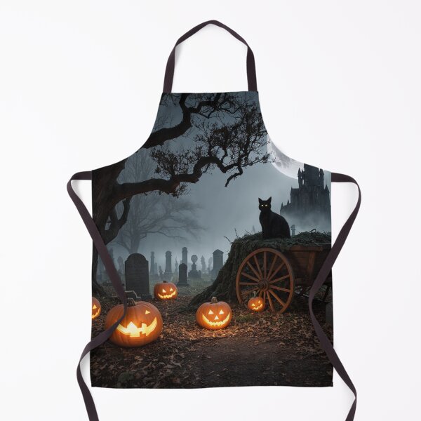Item preview, Haunting Moonlit Graveyard Black Cat & Creepy Pumpkins designed and sold by EnchantedVista.
