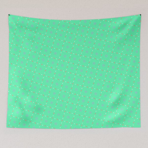 Item preview, Varying Multicolor Stars Sequenced Green Grid Parallel Pattern  designed and sold by Alchemy-A-La-G.