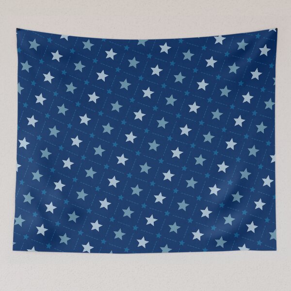 Item preview, Blue Various Stars On Navy Backdrop Grid Pattern designed and sold by Alchemy-A-La-G.