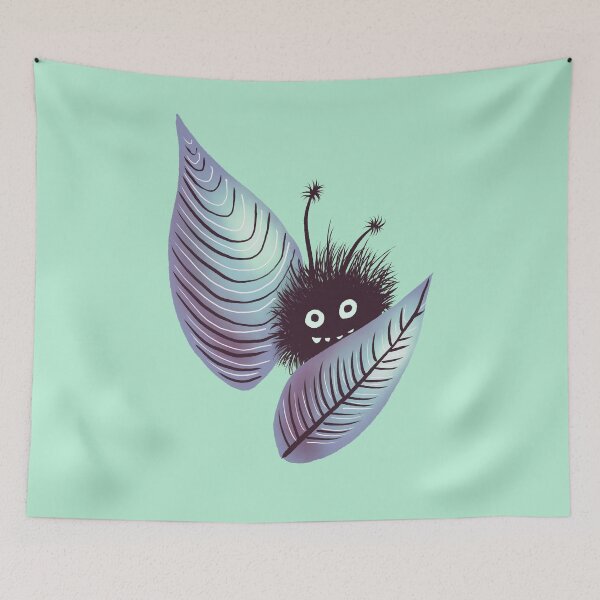 Item preview, Cute Hairy Monster Hidden In Leaves designed and sold by Boriana Giormova.