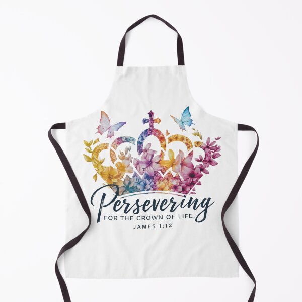 Item preview, Persevering for the Crown of Life, James 1:12, Crown, Flowers and Butterflies designed and sold by Faithloveshop.