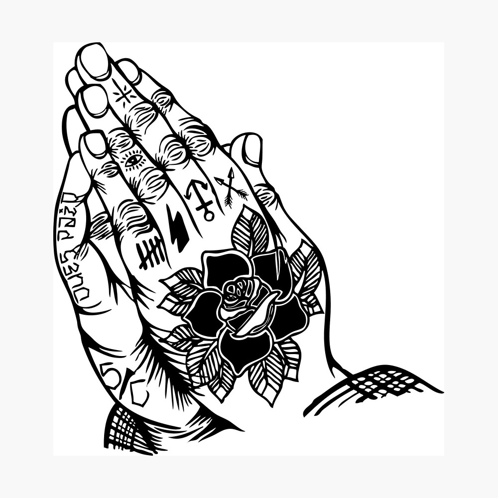 TATTOO FLASH POSTER【 Praying Hands 】 flat,750x,075,f-pad,750x1000,
