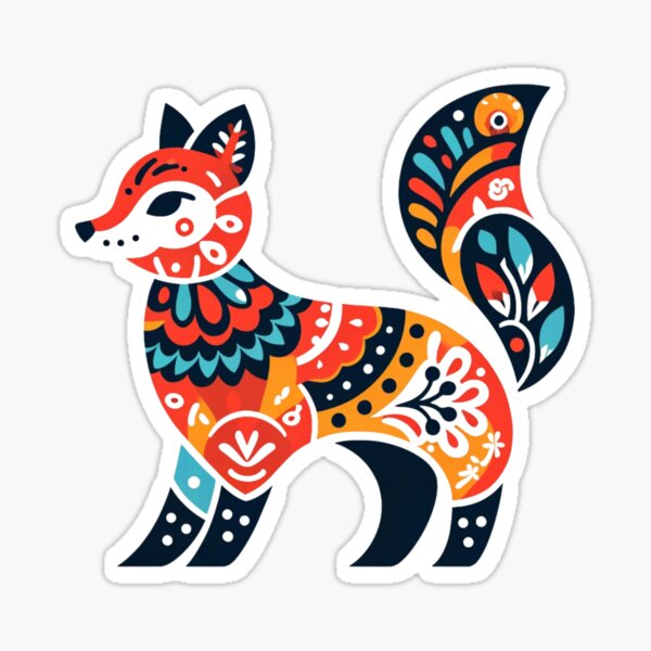 Item preview, Colorful Folk Art Fox - Boho Spirit designed and sold by Studio70Nine.
