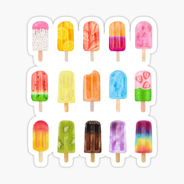 Summer Popsicle Rainbow Watercolor Icepops Sticker
