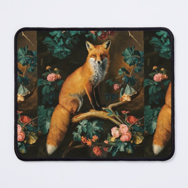 Item preview, Fox Portrait. Spring fox, floral fox, vintage fox, fox painting, Rembrandt van Rijnstyle designed and sold by FoxVibes.
