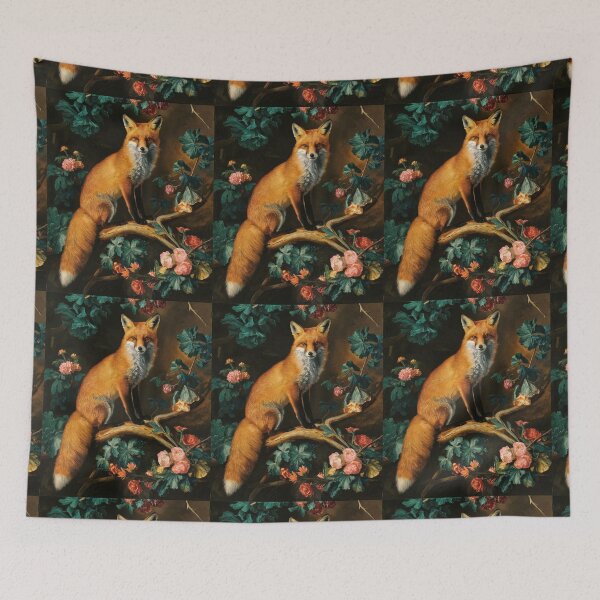 Artikelvorschau, Fuchs-Porträt. Frühlingsfuchs, Blumenfuchs, Vintage-Fuchs, Fuchs-Gemälde, Rembrandt van Rijnstyle entworfen und verkauft von FoxVibes.