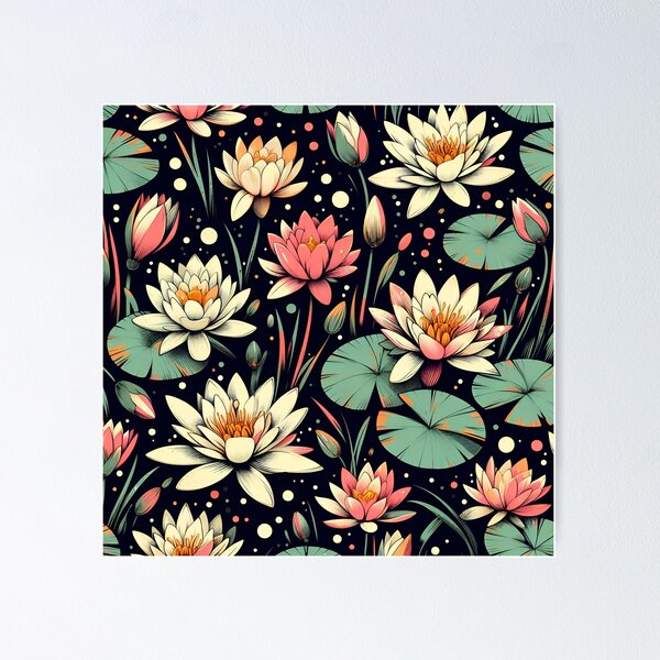 Item preview, Pink Water Lillies Floral Pattern designed and sold by GraphicsClub.