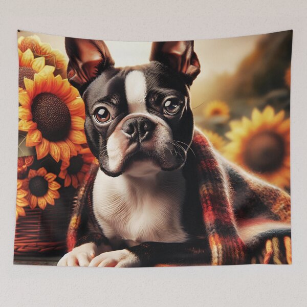 Item preview, Boston Terrier And Sunflowers designed and sold by TheAnimalZ00.