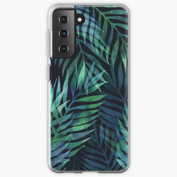 Dark green palms leaves pattern Samsung Galaxy Soft Case