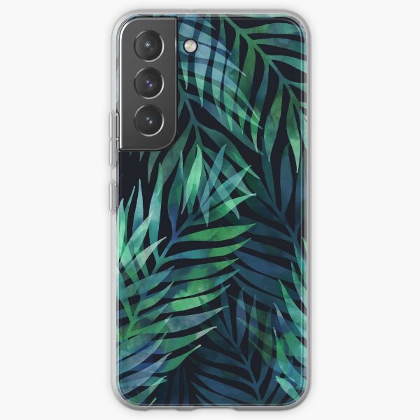 Dark green palms leaves pattern Samsung Galaxy Soft Case