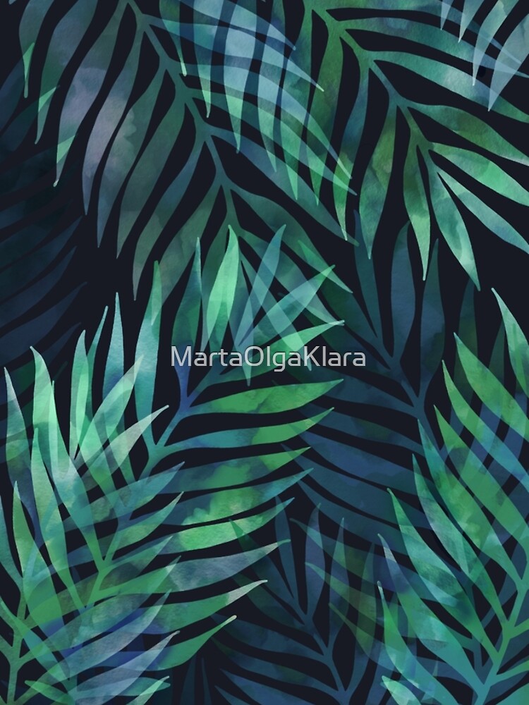 Dark green palms leaves pattern by MartaOlgaKlara