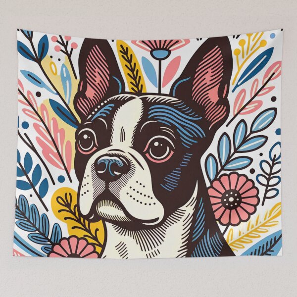 Item preview, Boston Terrier And Flowers designed and sold by TheAnimalZ00.