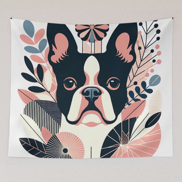 Item preview, Abstract Floral Boston Terrier designed and sold by TheAnimalZ00.