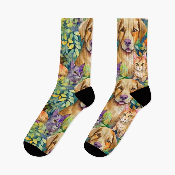 Item preview, cartoon dog and cat watercolour designed and sold by Joy-369.