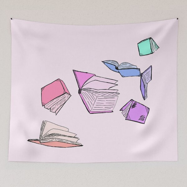 Aperçu de l'œuvre Livres de pluie pastel (Book Rain) créée et vendue par Neadoodles.