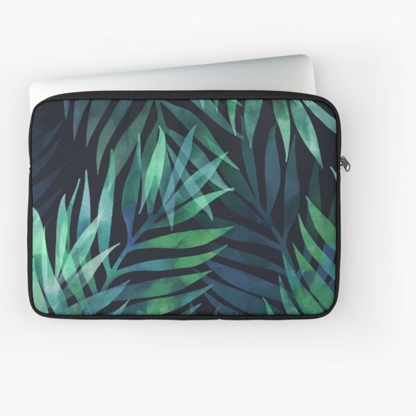 Dark green palms leaves pattern Laptop Sleeve