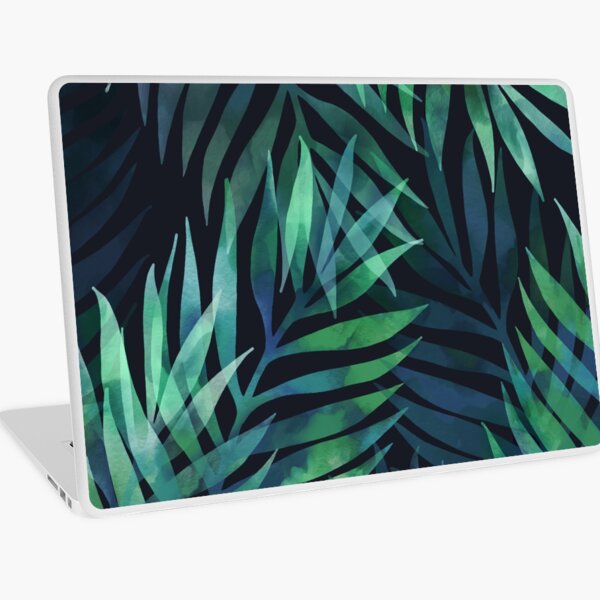 Dark green palms leaves pattern Laptop Skin
