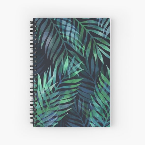 Dark green palms leaves pattern Spiral Notebook