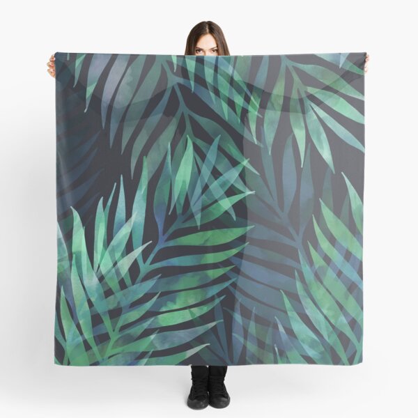 Dark green palms leaves pattern Scarf